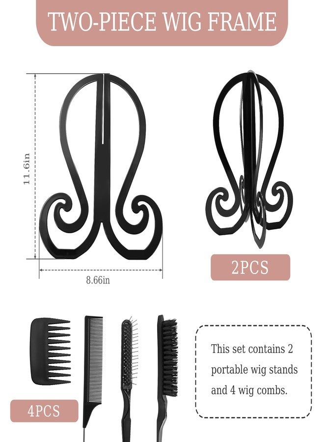 Philbinden 2 Pack Wig Head Stand Portable Collapsible Wig Holder With 4PCS Wig Brush Comb,Travel Wig Holder Comb Set for Women Multiple Wigs - Image 2